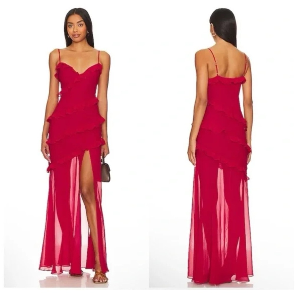 Lovers + Friends Red Karlie Ruffle Dress